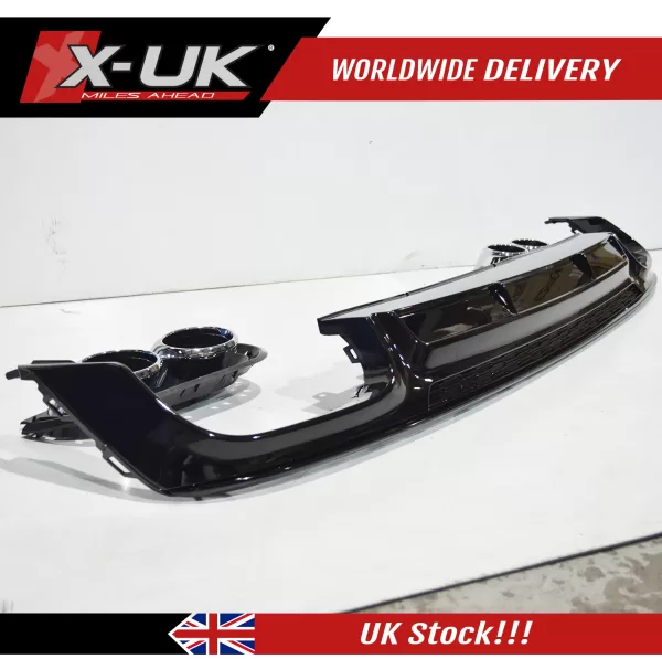 Audi A6 S-line S6 style 2018-2020 C8 4K rear diffuser gloss black with plastic exhaust tail pipes