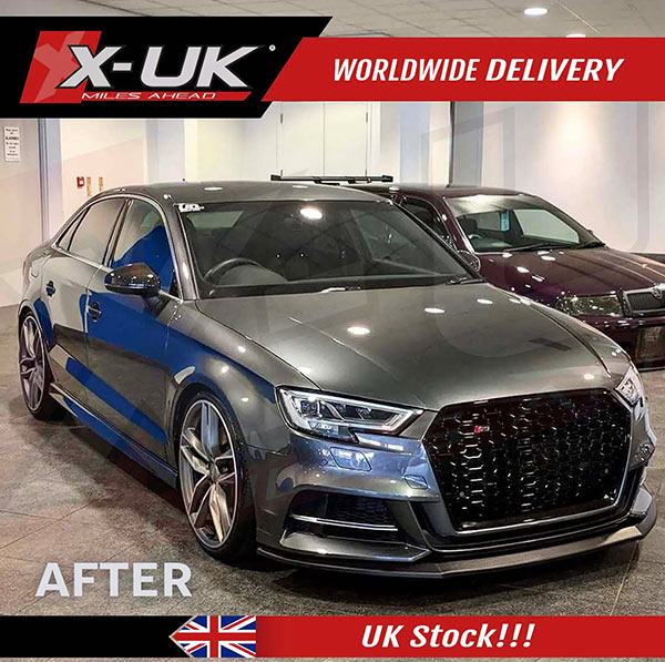 RS3 style honeycomb grill gloss black for Audi 8V 2016-2019 - Xenonz UK