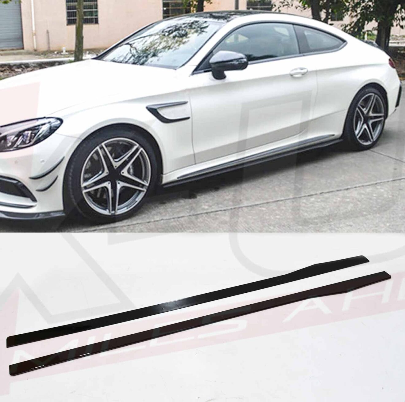 C63 W205 side skirts also fits C43 AMG gloss black