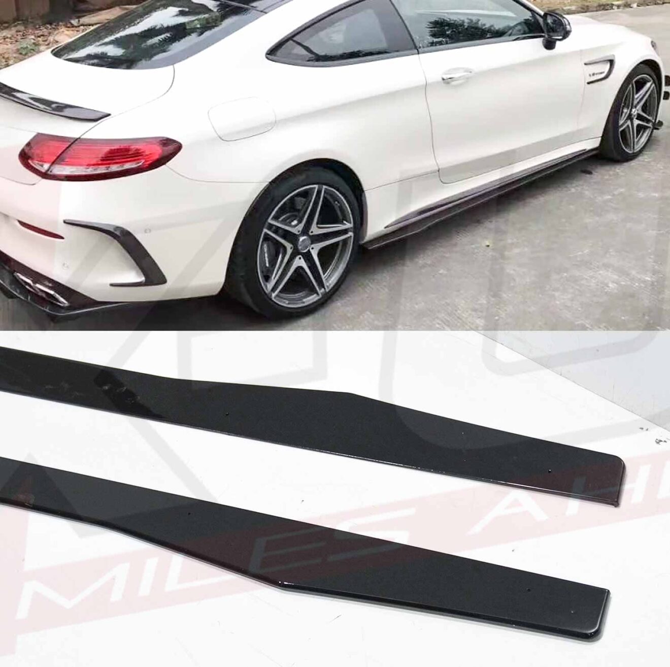 C63 W205 side skirts also fits C43 AMG gloss black