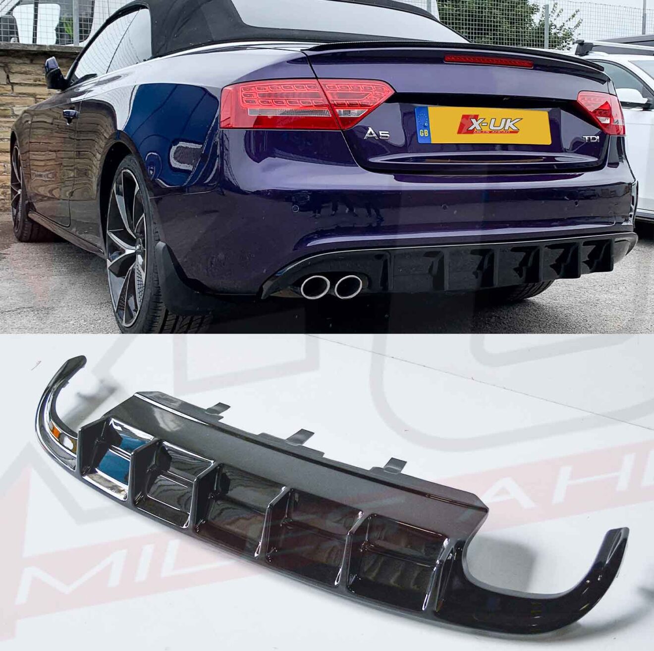 Audi A5 Rear Diffuser To Fit Sline S5 Coupe Convertible 2007 2012