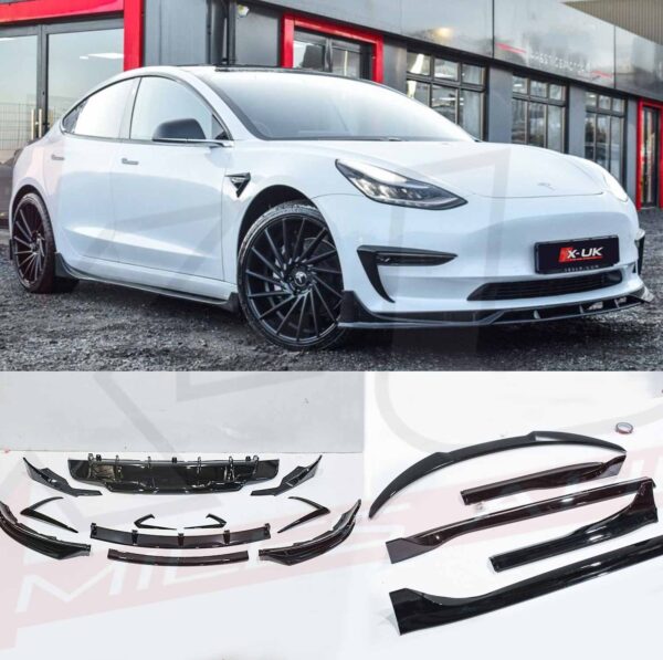 Tesla Model 3 2017-2021 body kit conversion front splitter skirts diffuser spoiler