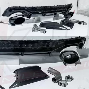 Audi Q5 Sline SQ5 B9 to RSQ8 style gloss black rear diffuser with exhaust tips