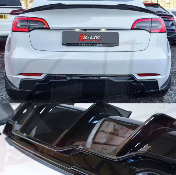 Tesla model 3 rear diffuser valance gloss black