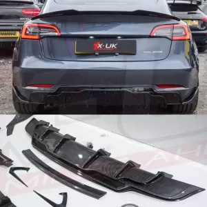 Tesla model 3 rear diffuser valance carbon fiber look