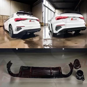 RS3 style rear diffuser for Audi A3 S-line S3 hatchback 8Y 2020+