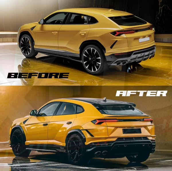 Lamborghini urus 2018+ to performante style body kit front bumper, side skirts, fenders, bonnet, rear bumper, diffuser and spoilers