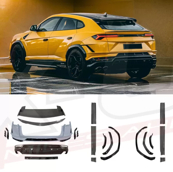 Lamborghini urus 2018+ to performante style body kit front bumper, side skirts, fenders, bonnet, rear bumper, diffuser and spoilers