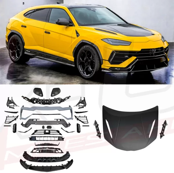 Lamborghini urus 2018+ to performante style body kit front bumper, side skirts, fenders, bonnet, rear bumper, diffuser and spoilers